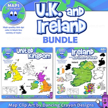 Preview of Maps of United Kingdom and Ireland (BUNDLE): Clip Art Maps