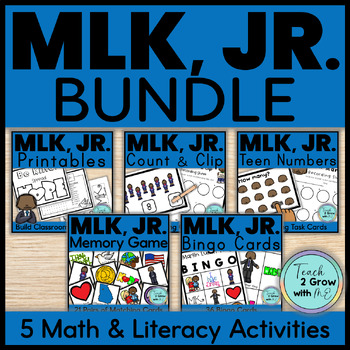 Preview of Martin Luther King Jr Literacy & Math Activities for Black History Month BUNDLE