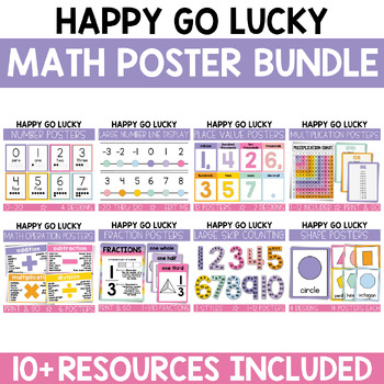 Preview of Groovy Classroom Decor - Math Posters and Displays / Math Decor Bundle