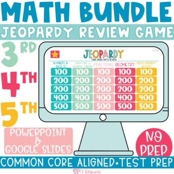 Preview of BUNDLE Math Review Jeopardy Game - NO PREP 3rd, 4th, & 5th Grade TEST PREP
