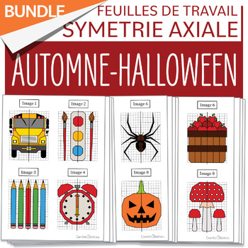 Preview of BUNDLE Math Symétrie Rentrée scolaire Automne Halloween French Fall Symmetry
