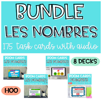 Preview of BUNDLE Maths French Numbers with audio BOOM CARDS | Les nombres de 1 à 100