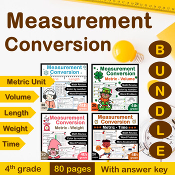 Preview of BUNDLE! Measurement Conversion Worksheets- Metric Unit