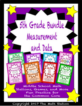 Preview of BUNDLE Measurement & Data Math Stations for Fifth Grade Math