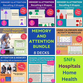Preview of BUNDLE - Memory & Attention Activities- Adult Speech Therapy - Recall Tasks
