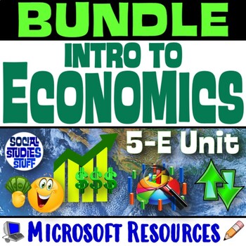 Preview of Intro to Economy and Economics 5-E Lesson BUNDLE | FUN Microsoft Unit