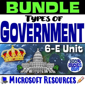 Preview of Types of Governments 6E Intro Unit BUNDLE | FUN Government Resources | Microsoft