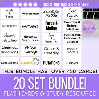 Preview of BUNDLE: Middle School Science Flashcards