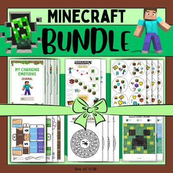 Preview of BUNDLE - Minecraft themed, Handwriting, visual perception, memory, emotions