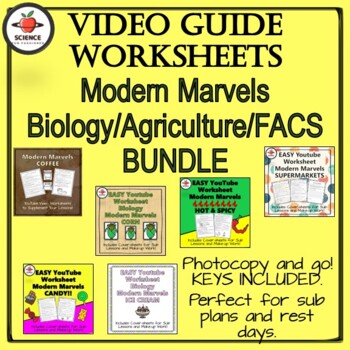 Preview of BUNDLE Modern Marvels Biology, FACS, and Agriculture Video Worksheets