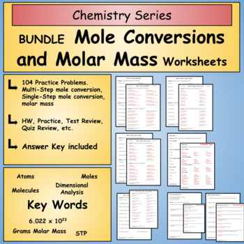 Preview of BUNDLE - Mole Conversions and Molar Mass Worksheets