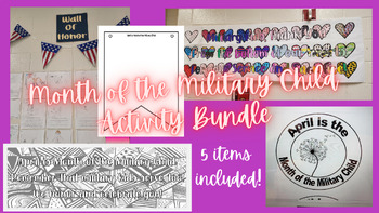 Preview of BUNDLE - Month of the Military Child Activities (April) 5 items