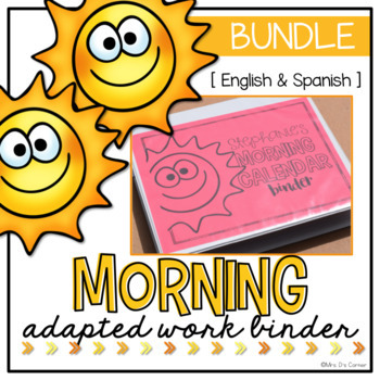Preview of BUNDLE Morning Adapted Work Binder® ( English and Spanish )