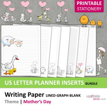 Preview of BUNDLE: Mother's Day Writing Paper for Mother's Day Crafts - US Letter