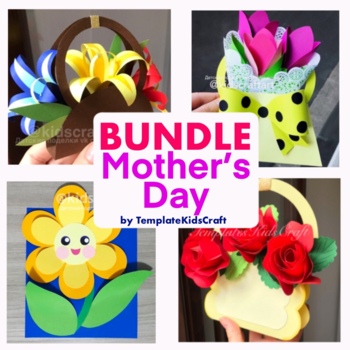 Preview of BUNDLE Mothers Day Card Spring Flower Summer Craft March April May Activity Art