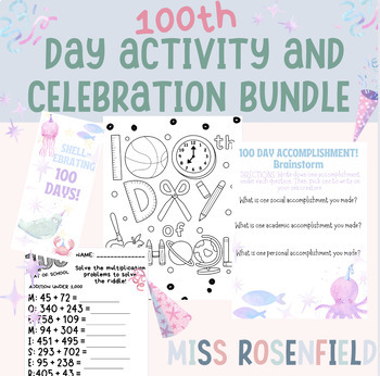 Preview of BUNDLE! Multiple 100th Day Activities! | NO PREP! | Bookmarks, Packet, and more!