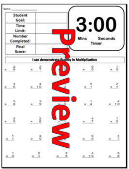 Preview of BUNDLE - Multiplication Q1 Weeks 1-10 Multiplication Fluency with Goal Setting