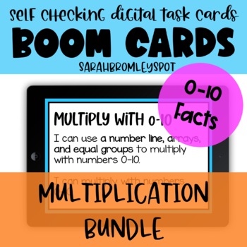 Preview of BUNDLE: Multiply 0-10 using Arrays, Equal Groups, and a Number Line Boom Cards™