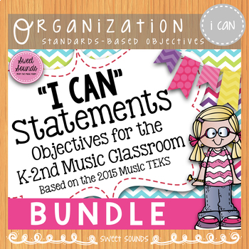 Preview of Music I Can Statements Bundle Kindergarten - 2nd Standards-Based Objectives