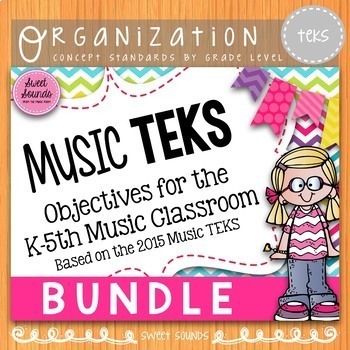 Preview of Music Standards TEKS: Kinder-5th Bundle Standards-Based Objectives