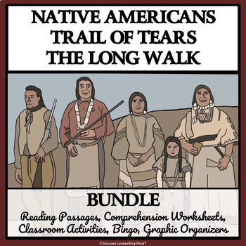 Preview of TRAIL OF TEARS, THE LONG WALK - BUNDLE Reading Comprehension, Activities, Bingo