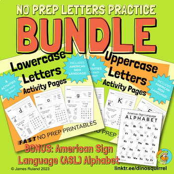 Preview of BUNDLE: NO PREP Uppercase and Lowercase Letters Activities - Yearlong PreK TK, K