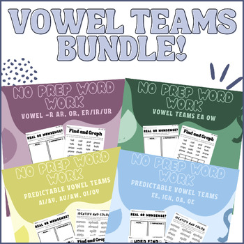 Preview of BUNDLE! NO PREP Word Work Vowel Teams (1st Grade 95% Core Phonics)