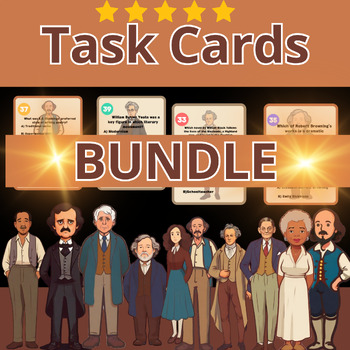 Preview of BUNDLE National Poetry Month Task Cards | Figurative Language |Vocabulary Poets