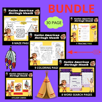 Preview of BUNDLE Native American Heritage Month Worksheets Activities For Kids