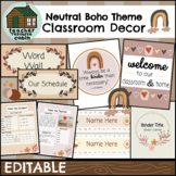 BUNDLE: Neutral Boho Classroom Theme Decor EDITABLE