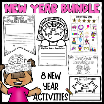 Preview of BUNDLE New Year Activities, Crafts, Games, Books, & Bulletin Boards