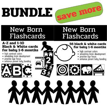 Preview of BUNDLE, New born flashcards, black& white cards, Infant simulation cards