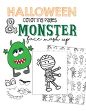 BUNDLE - No Prep 15 Halloween Coloring Pages and Monster F