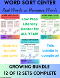 BUNDLE: Nonsense vs. Real Word Sort Literacy Center 12 Sets