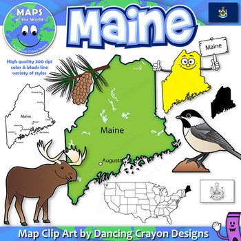 BUNDLE: Northeast Region State Symbols and Map Clipart by Maps of the World