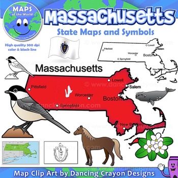 BUNDLE: Northeast Region State Symbols and Map Clipart by Maps of the World