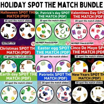 Preview of BUNDLE OF 10 OT HOLIDAY THEMED VIRTUAL SPOT The match Visual perceptual/scanning