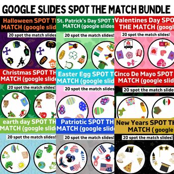 Preview of BUNDLE OF 10 OT HOLIDAY VIRTUAL NO PREP SPOT THE MATCH GOOGLE SLIDE GAMES