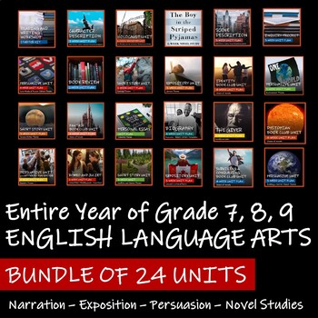 Preview of BUNDLE OF 24 UNITS - Saskatchewan English Language Arts 7, 8, 9 - Year of Units
