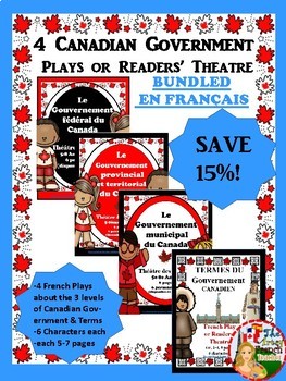 Preview of BUNDLE OF 4 CANADIAN GOVERNMENT PLAYS OR READERS' THEATRE EN FRANÇAIS