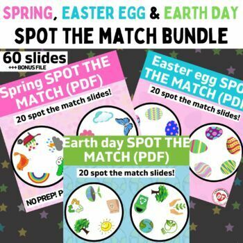 Preview of BUNDLE OF OT VIRTUAL SPOT IT GAMES (Earth day, SPRING, EASTER )+ BONUS FILE