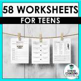 SOCIAL EMOTIONAL WORKSHEETS FOR TEENS :)  Over 50 pages! M