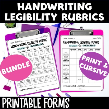 Preview of OT Handwriting Legibility Rubric: PRINTABLE forms for IEP data collection