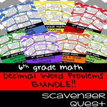 Preview of BUNDLE Operations with Decimals Word Problems - Math Scavenger Quest