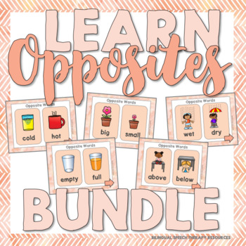 Preview of BUNDLE Opposite Words for Kids! Digital Flashcards, Printables, and BOOM version