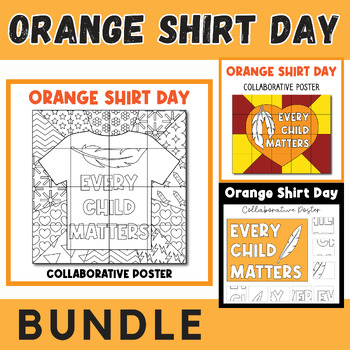 Preview of BUNDLE : Orange Shirt Day Collaborative Poster Art Coloring pages Activities