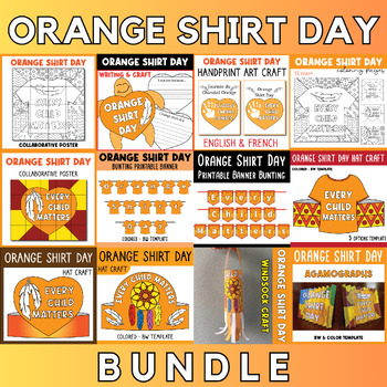 Preview of BUNDLE : Orange Shirt Day September 30th Coloring pages & Craft Activities