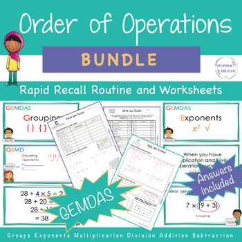 Preview of BUNDLE GEMDAS Order of Operations Warm up Worksheets Math Review 5th - 6th Grade