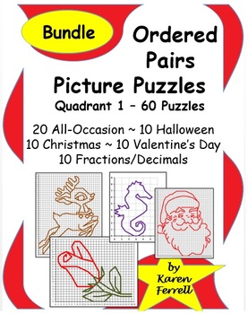 Preview of 60 Ordered Pairs Mystery Picture Puzzles (Quadrant 1)