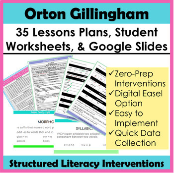 Preview of BUNDLE 40 Orton Gillingham Lesson Plans, Worksheet Activities, and Google Slides